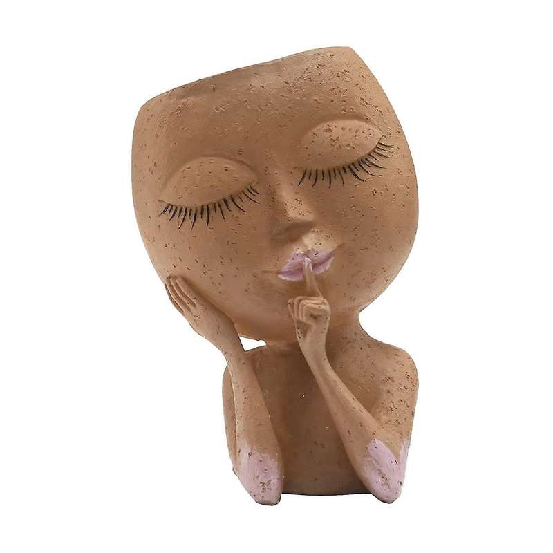 Face Planters Pots Unique Face Flower Pot for Indoor Outdoor Plants with Drainage Hole Cute Lady Fa