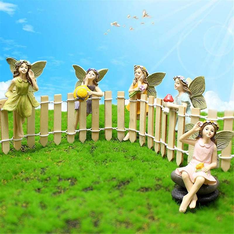 Fairy Figurine 5PCS Resin Fairy Figures with Fly Wing Miniature Fairy Garden Figurines Lovely Fairy