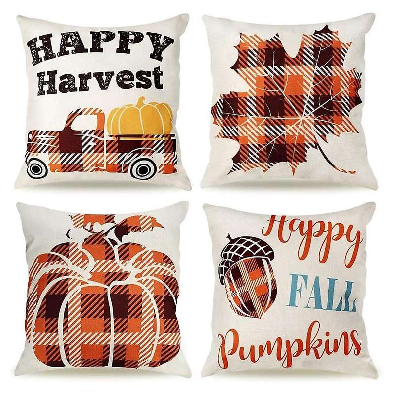 Fall Pillow Covers 18X18 Set of 4, for Fall Decor Farmhouse, Thanksgiving Pumpkin Throw Pillows for
