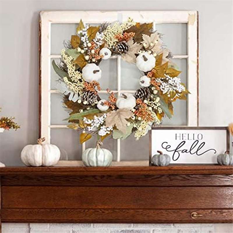 Fall Decor Fall Wreaths for Front Door Autumn Leaf Pumpkin Pine Cone Berry Wreath Fall Decorations f