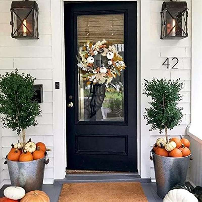 Fall Decor Fall Wreaths for Front Door Autumn Leaf Pumpkin Pine Cone Berry Wreath Fall Decorations f