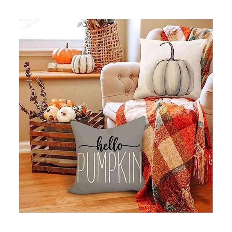 Fall Outdoor Pillow Covers, Set Of 4 Waterproof Throw Pillow Cases, Thanksgiving Cushion Decor for H