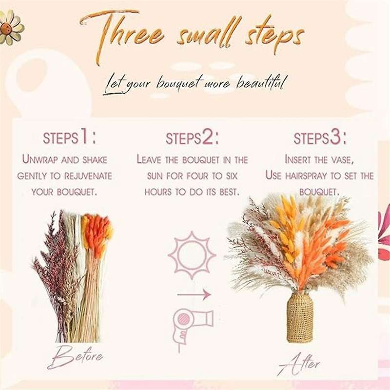 Fall Decor Pampas Grass 100pcs Bouquet Home Decor Long-lasting Dried Flowers Bouquet Reed Rabbit Tai