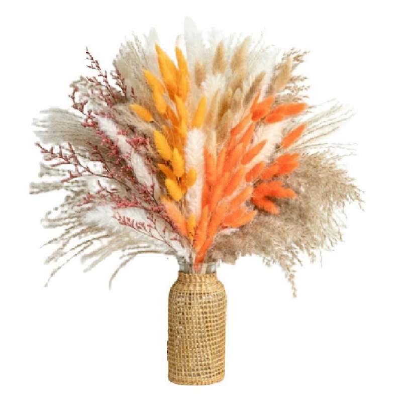 Fall Decor Pampas Grass 100pcs Bouquet Home Decor Long-lasting Dried Flowers Bouquet Reed Rabbit Tai