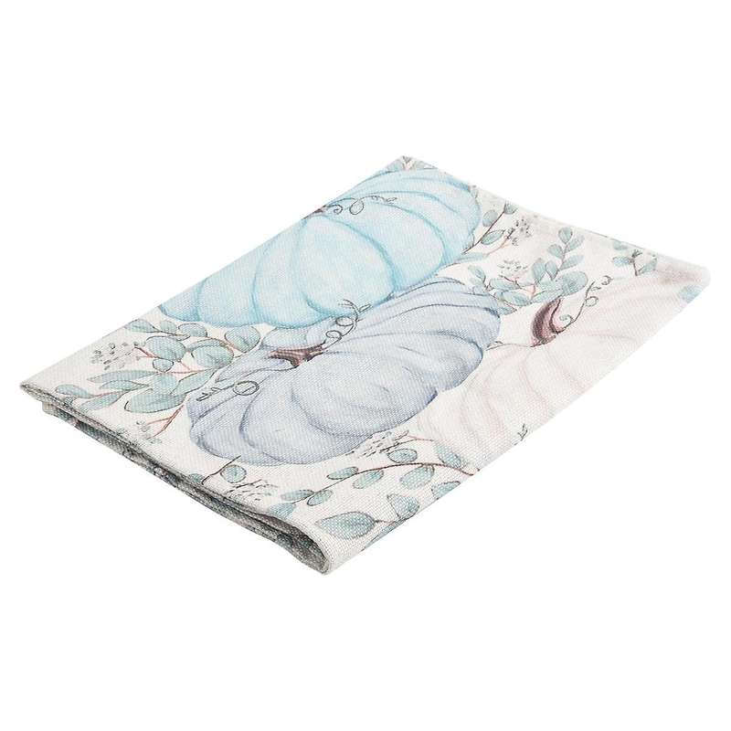 Fall Eucalyptus Leaves Pumpkins Table Runner, Autumn Thanksgiving Kitchen Dining Table Decoration F