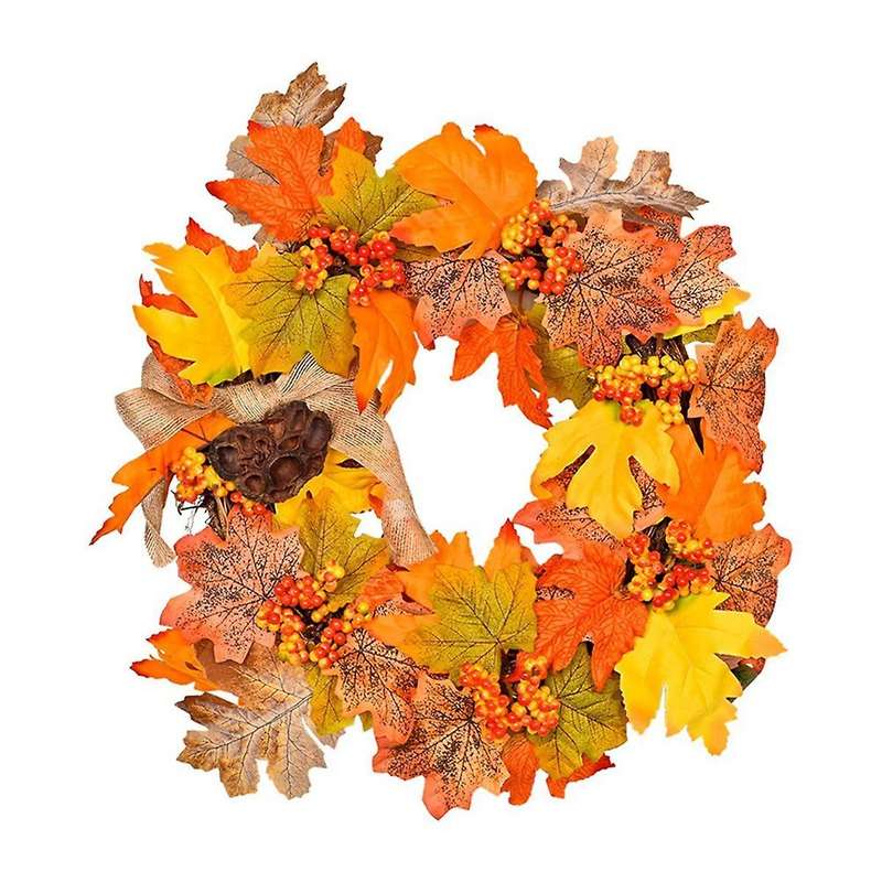 Fall Harvest Festival Maple Leaf Wreath Maple Leaf Red Berry Lotus Rattan Door Hanging Thanksgiving