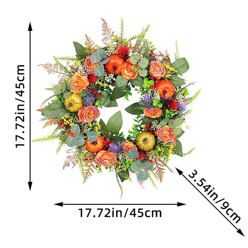Fall Pumpkin Wreath for Front Door, Fall Door Wreaths Outdoor Fall Wreath, Autumn Fall Eucalyptus Wr