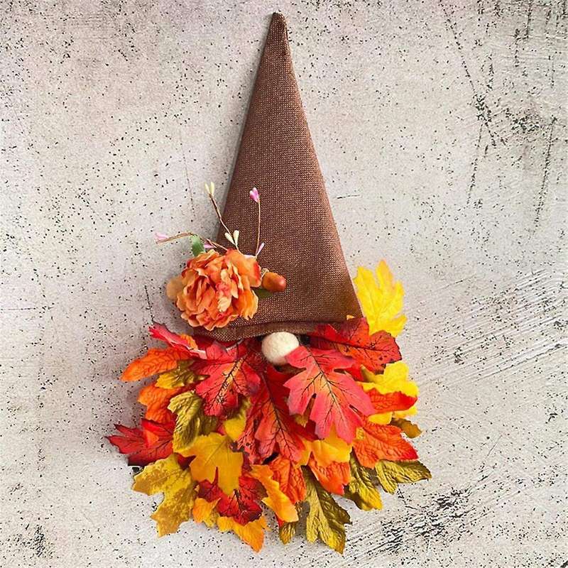 Fall Wreath for Door Decor,fall Sign with Maple Leaf Fairy for Autumn Harvest Thanksgiving Front Po