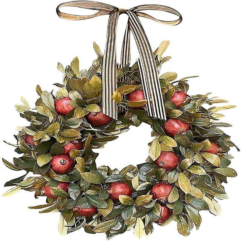 Fall Wreath Thanksgiving Front Door Pomegranate Rustic Artificial Garlands Indoor Front Porch Hangin