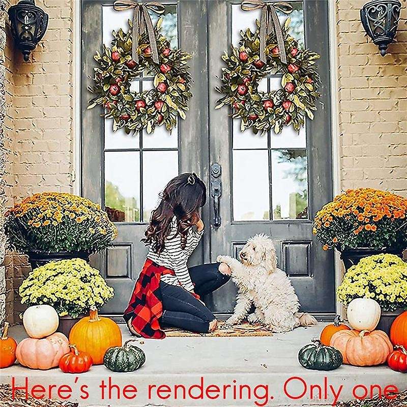 Fall Wreath Thanksgiving Front Door Pomegranate Rustic Artificial Garlands Indoor Front Porch Hangin