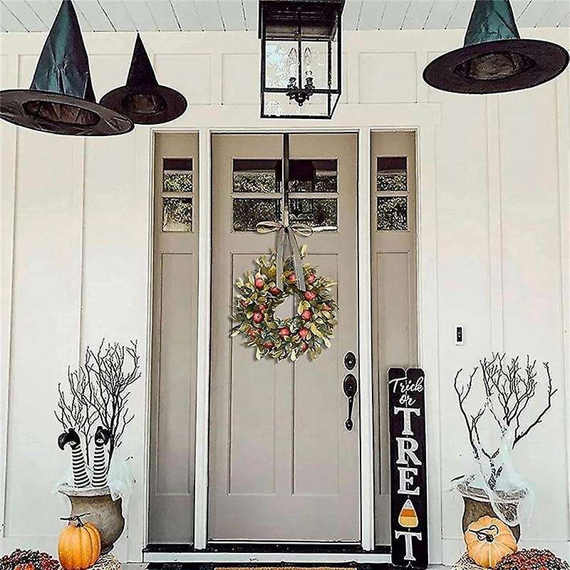 Fall Wreath Thanksgiving Front Door Pomegranate Rustic Artificial Garlands Indoor Front Porch Hangin