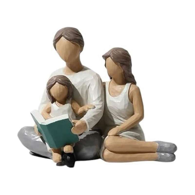Family Of 3 Figurines Decor Resin Family Sculpture Parents and Daughter Statue Gifts for Family Home