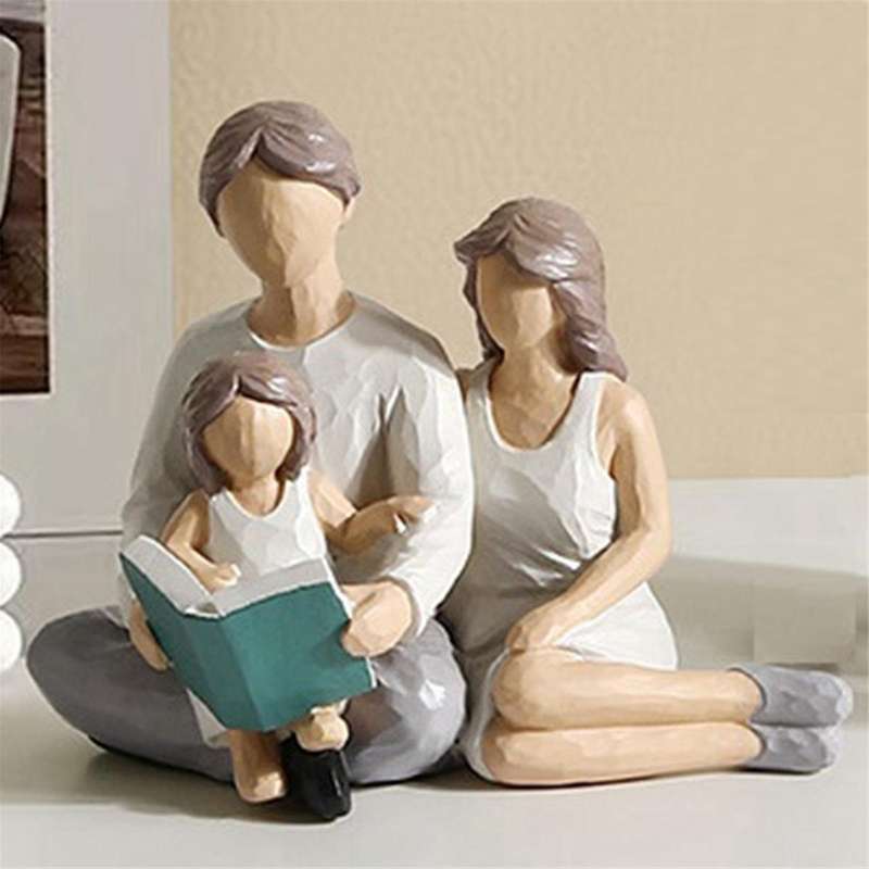 Family Of 3 Figurines Decor Resin Family Sculpture Parents and Daughter Statue Gifts for Family Home