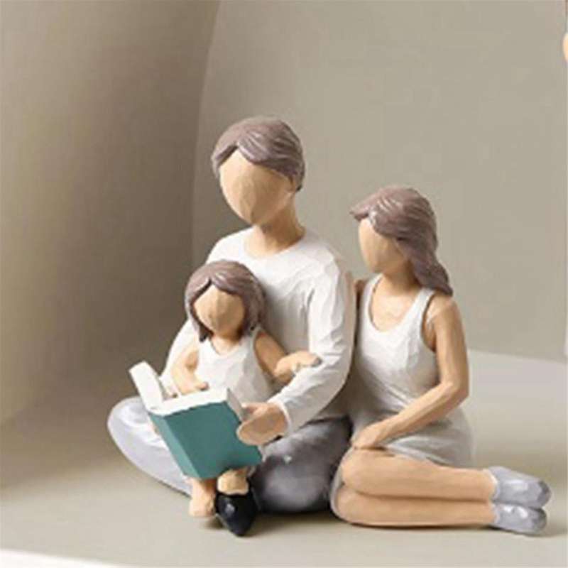 Family Of 3 Figurines Decor Resin Family Sculpture Parents and Daughter Statue Gifts for Family Home