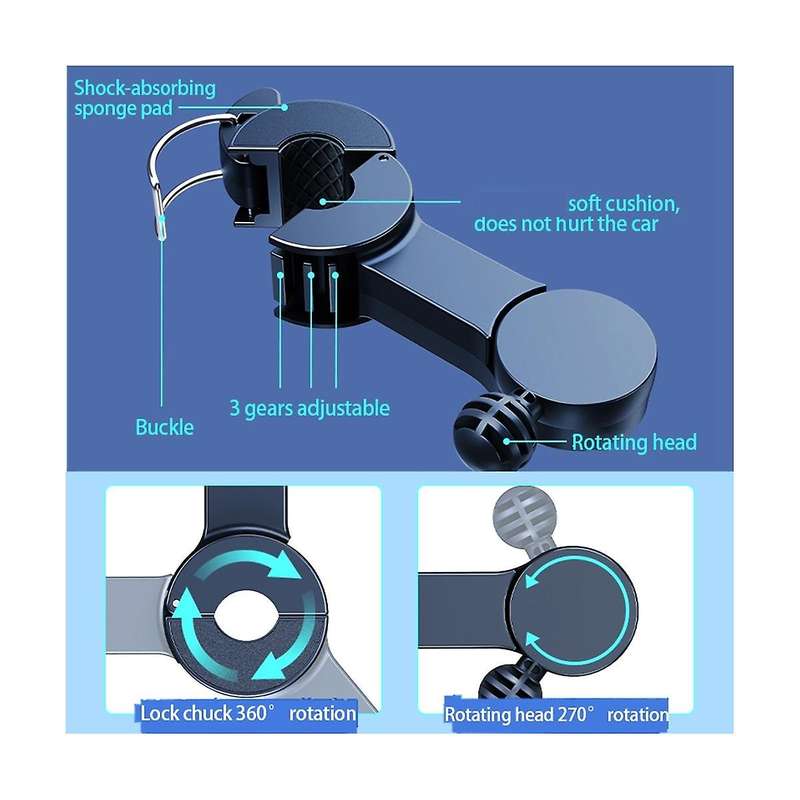 Fan for Car Electric Car Clip Cooling Fans Headrest Rotatable Dual Head 3 Speed Rear Air Fan