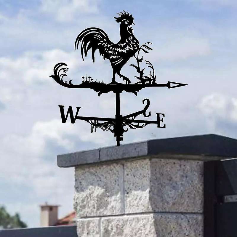 Farm Stainless Steel Home Weather Vane Wind Direction Indicator Yard Measuring for Outdoor Rooster