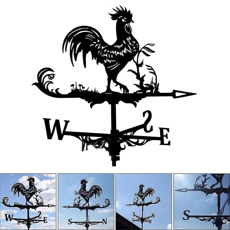 Farm Stainless Steel Home Weather Vane Wind Direction Indicator Yard Measuring for Outdoor Rooster