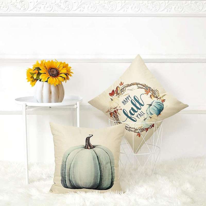 Farmhouse Fall Throw Pillow Covers 18X18 Set of 4, Autumn Decorative Pillow Covers, Cushion Cases fo