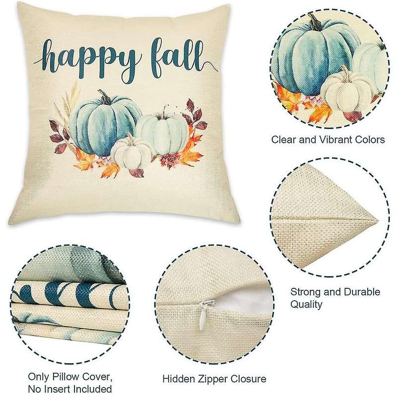 Farmhouse Fall Throw Pillow Covers 18X18 Set of 4, Autumn Decorative Pillow Covers, Cushion Cases fo