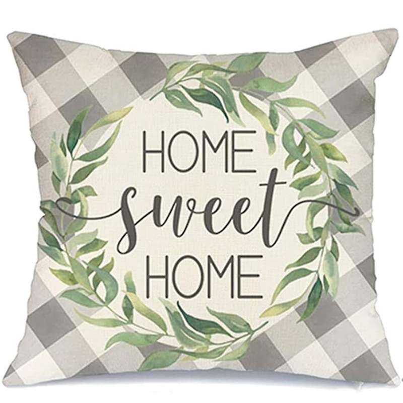Farmhouse Spring Pillow Covers Set of 4 18X18 Eucalyptus Leaves Throw Pillows Spring Decorations fo