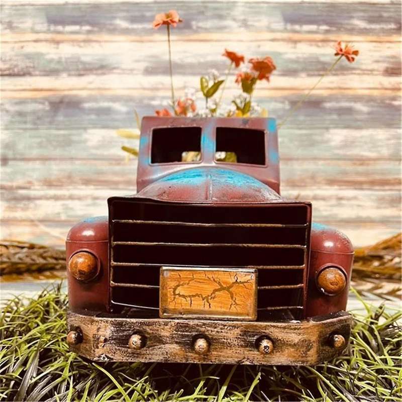 Farmhouse Trucks Decor Vintage Metal Truck Decor Rustic Outdoor/Indoor Pickup Truck Planter Decorati