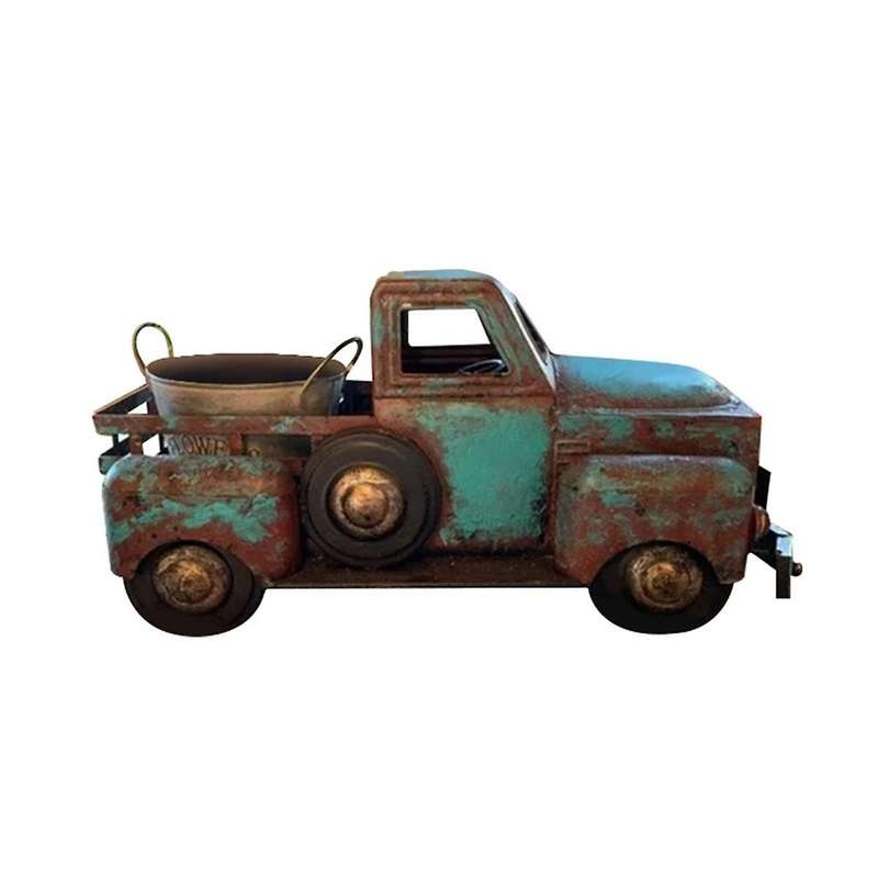Farmhouse Trucks Decor Vintage Metal Truck Decor Rustic Outdoor/Indoor Pickup Truck Planter Decorati