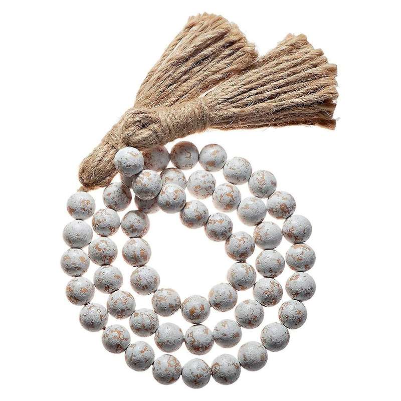 Farmhouse Wood Bead Garland Home Decor, Natural Wood Garland From Tiered Tray, Decorative Garland, R