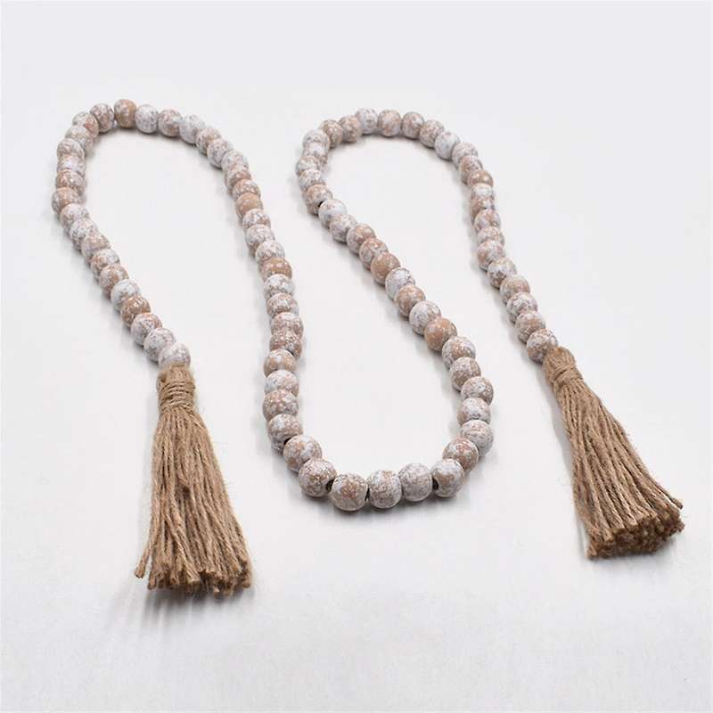 Farmhouse Wood Bead Garland Home Decor, Natural Wood Garland From Tiered Tray, Decorative Garland, R