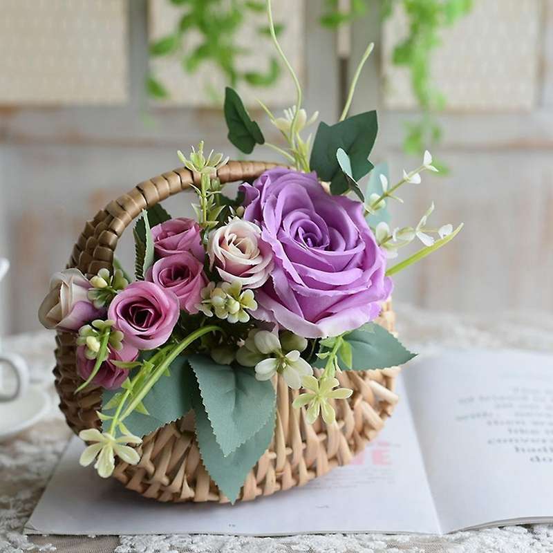 Fashion Portable Flower Arrangement Basket Weaving Bag Rattan Manual Flower Pot Basket