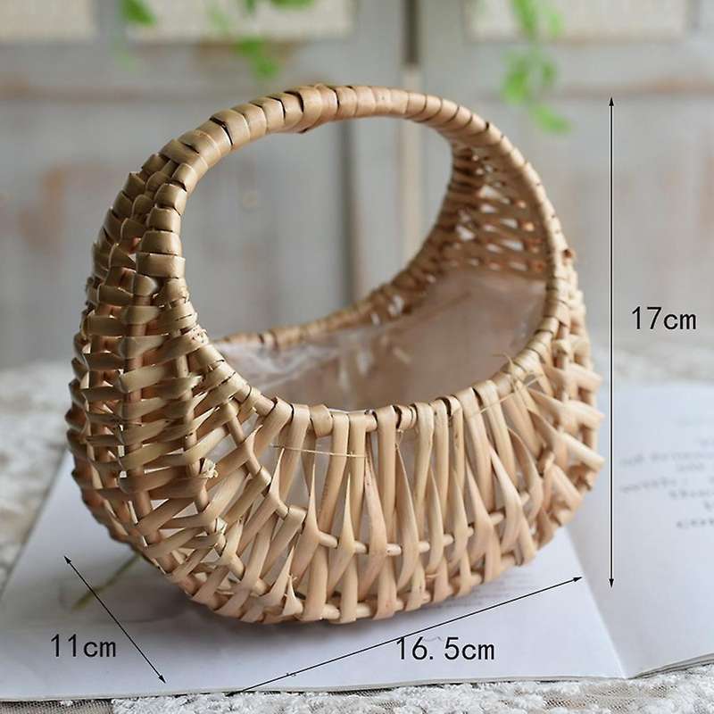 Fashion Portable Flower Arrangement Basket Weaving Bag Rattan Manual Flower Pot Basket