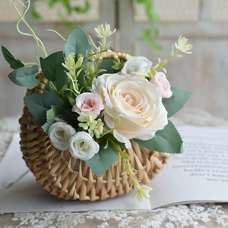 Fashion Portable Flower Arrangement Basket Weaving Bag Rattan Manual Flower Pot Basket