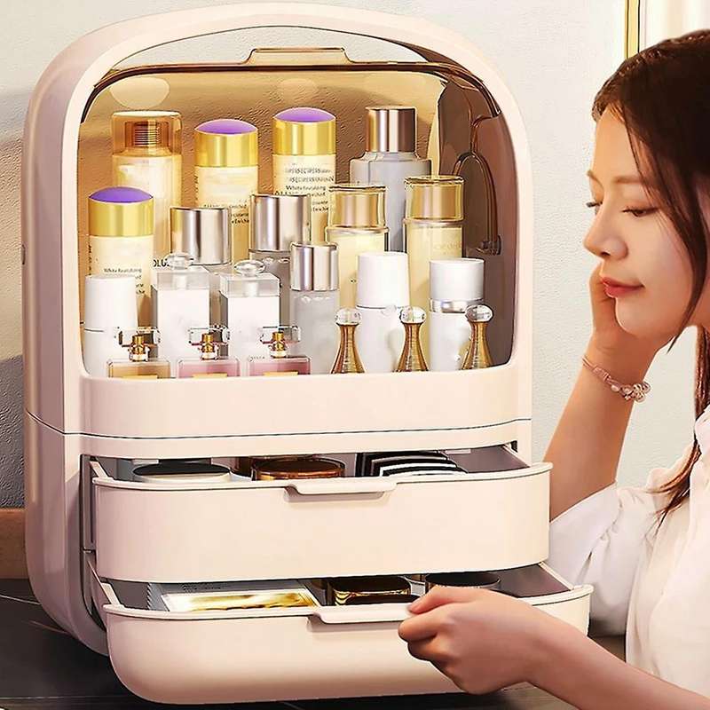 Fashion Large Capacity Cosmetic Box Makeup Jewelry Drawer Home Storage Boxs Multifunctional Travel C