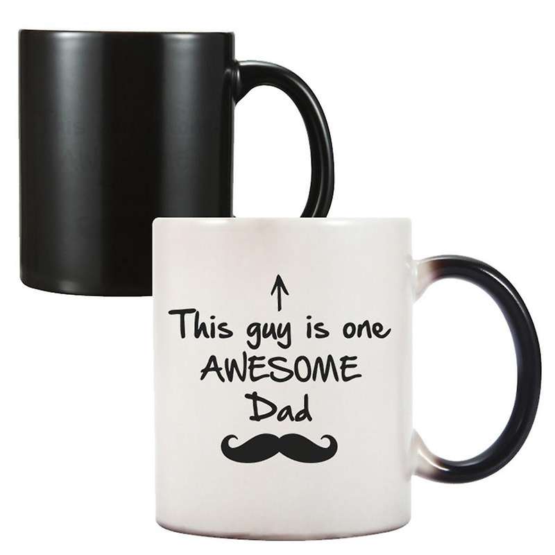 Father'S Day Gift Temperature-Sensitive Color-Changing Mug Ceramic Coffee Mug Dad Beard Water Mug