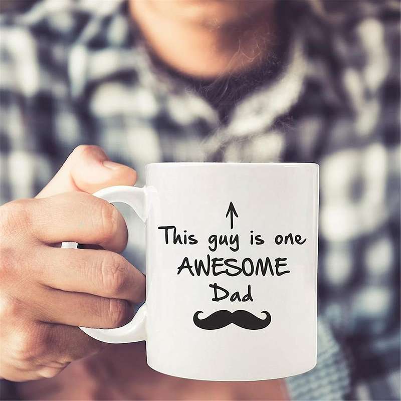 Father'S Day Gift Temperature-Sensitive Color-Changing Mug Ceramic Coffee Mug Dad Beard Water Mug
