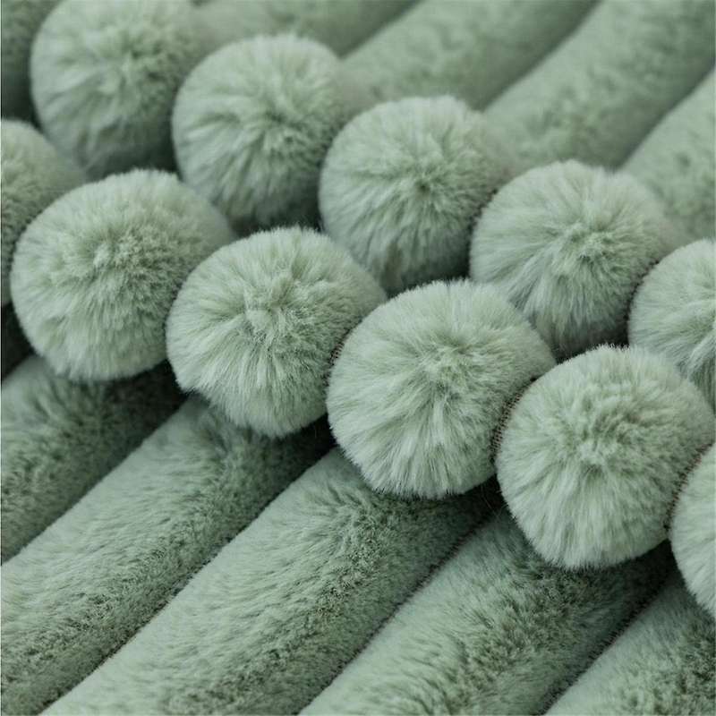 Faux Fur Plush Green Throw Pillow Covers Fuzzy Striped Pillowcase Cushion Covers 18 X 18 Inch Decor