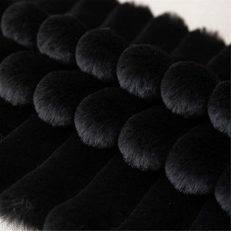 Faux Fur Plush Black Throw Pillow Covers Fuzzy Striped Pillowcase Cushion Covers 18 X 18 Inch Decor