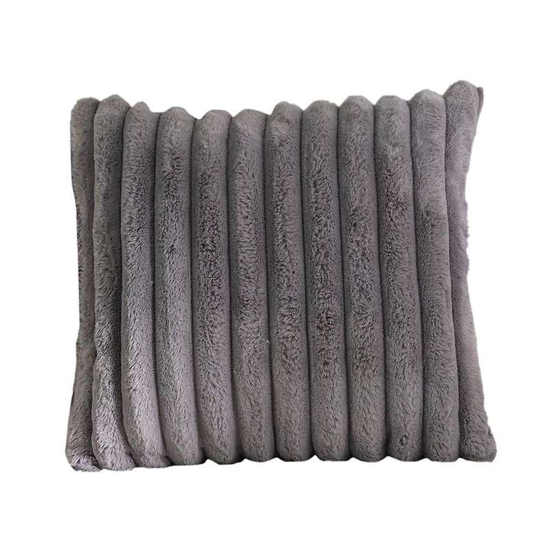 Faux Fur Plush Grey Throw Pillow Covers Fuzzy Striped Pillowcase Cushion Covers 18 X 18 Inch Decor S