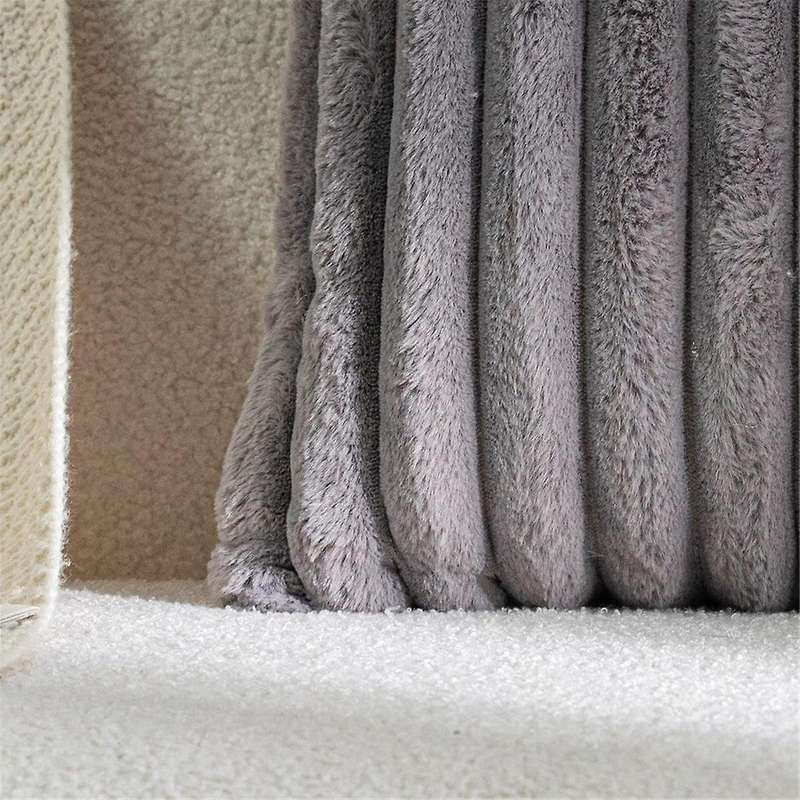 Faux Fur Plush Grey Throw Pillow Covers Fuzzy Striped Pillowcase Cushion Covers 18 X 18 Inch Decor S