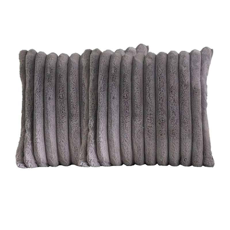 Faux Fur Plush Grey Throw Pillow Covers Fuzzy Striped Pillowcase Cushion Covers 18 X 18 Inch Decor S