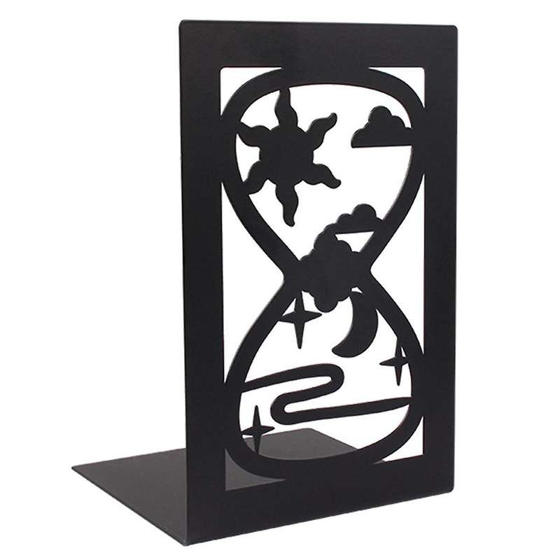 F-Decorative Hollow-Out Bookends for Art Hourglass Design Metal Book Stan