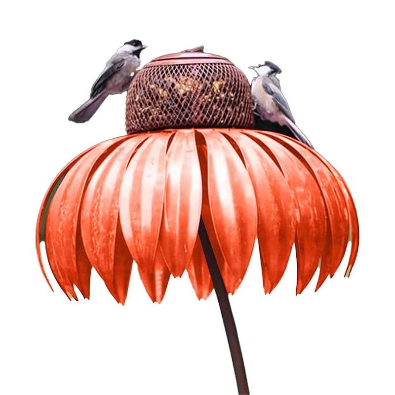 Feeder Bottle with Stand Outdoor Garden Flower Shaped Bird Feeder