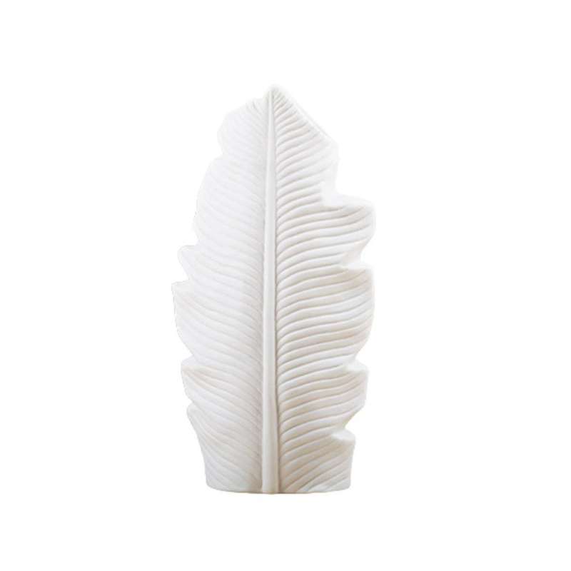 Feather Ceramic Vase Leaf Shape Flower Pot Balcony Office Ornament Bedroom Living Room Desktop Home