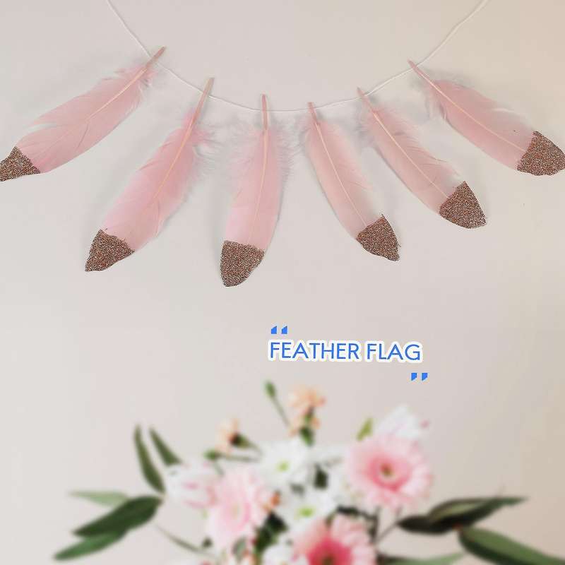 Feather Garland Gold Glitter Dipped Soft Feather Banner for Bedroom Bohemian Teepee Decorations Boh