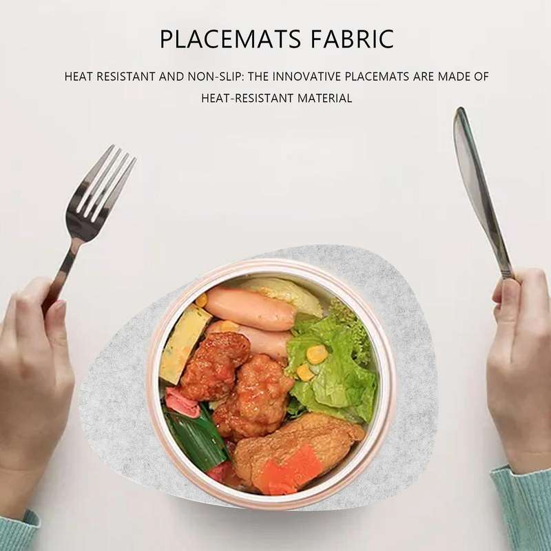 Felt Placemat Set Of 18 - Washable -heat-resistant Placemats -contains Coasters and Cutlery Bag Gra