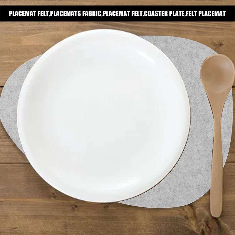 Felt Placemat Set Of 18 - Washable -heat-resistant Placemats -contains Coasters and Cutlery Bag Gra
