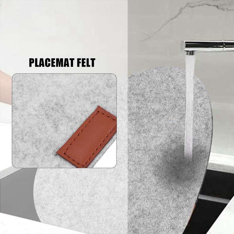 Felt Placemat Set Of 18 - Washable -heat-resistant Placemats -contains Coasters and Cutlery Bag Gra
