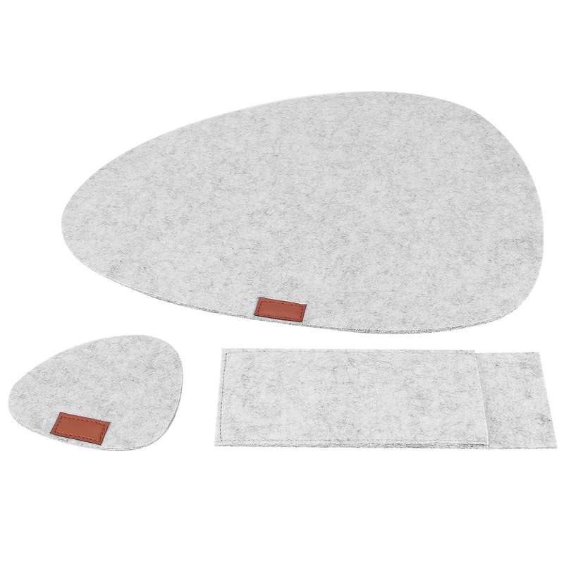 Felt Placemat Set Of 18 - Washable -heat-resistant Placemats -contains Coasters and Cutlery Bag Gra