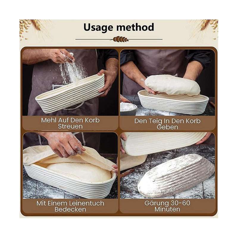Fermentation Basket,2 Linen Inserts,rattan Fermentation Basket Set,odorless & Easy to Clean Ferment