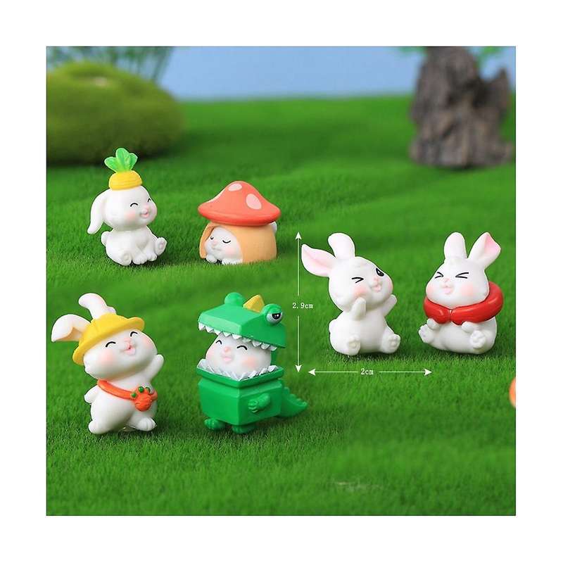 Figurines Miniature Cartoon Rabbit Mini Landscape Ornaments for Kawaii Animal Desk