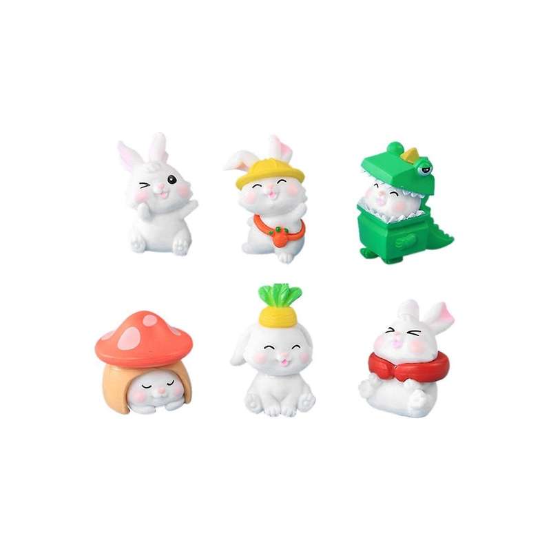 Figurines Miniature Cartoon Rabbit Mini Landscape Ornaments for Kawaii Animal Desk